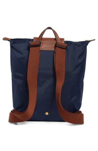 Longchamp Le Pliage Original M Backpack Fabric Leather In Blue