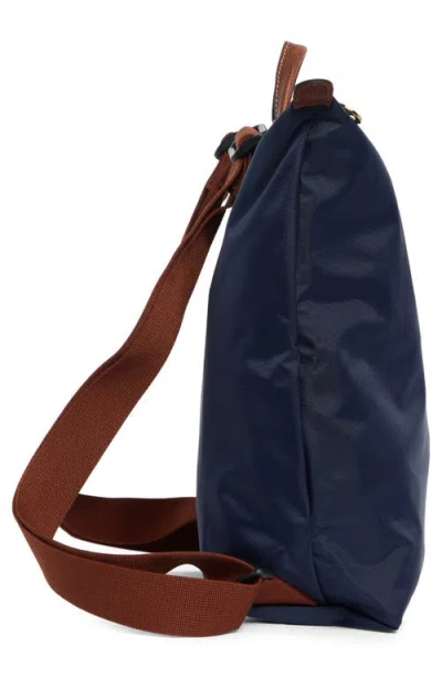 Longchamp Le Pliage Original M Backpack Fabric Leather In Blue