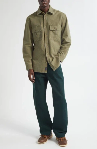 Noah Washed Cotton Canvas Button-up Shirt In Green