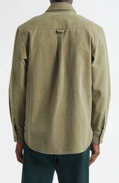 Noah Washed Cotton Canvas Button-up Shirt In Green