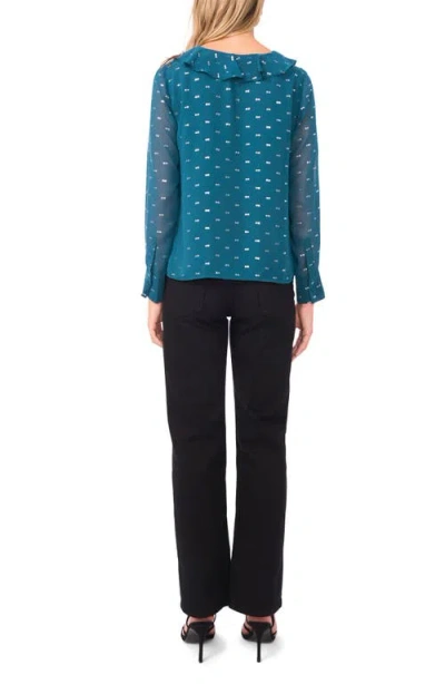 Vince Camuto Long Sleeve V-neck Ruffle Top In Blue
