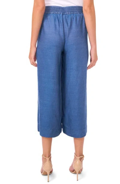 Vince Camuto Smocked Waist Crop Wide Leg Pants In Blue