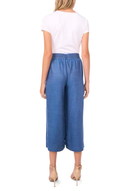 Vince Camuto Smocked Waist Crop Wide Leg Pants In Blue
