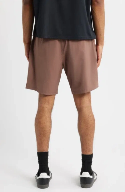 Santo Studio Tempo Ciao Bella Tech Performance Drawstring Shorts In Brown