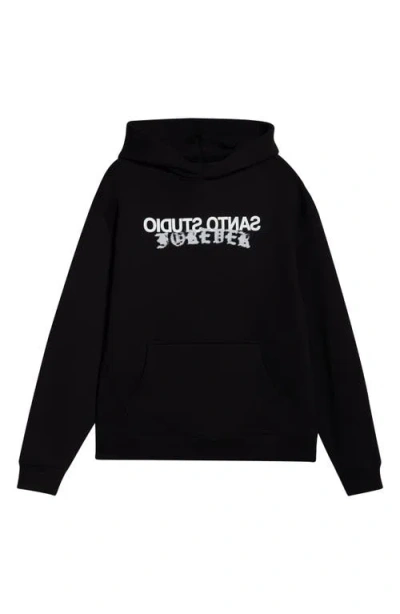 Santo Studio Forever Logo Cotton Fleece Hoodie In Black