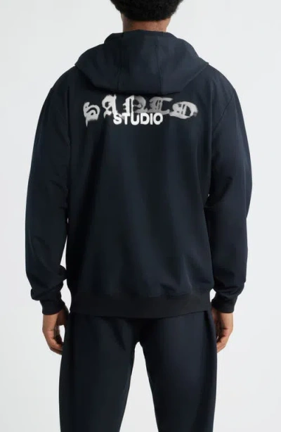 Santo Studio Tempo Tech Water Resistant Hooded Jacket In Blue