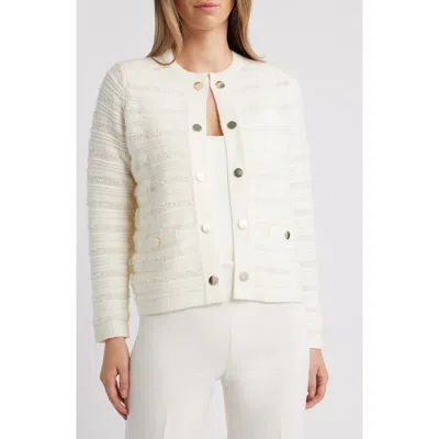 Anne Klein Open Front Cardigan In White