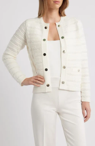Anne Klein Open Front Cardigan In White