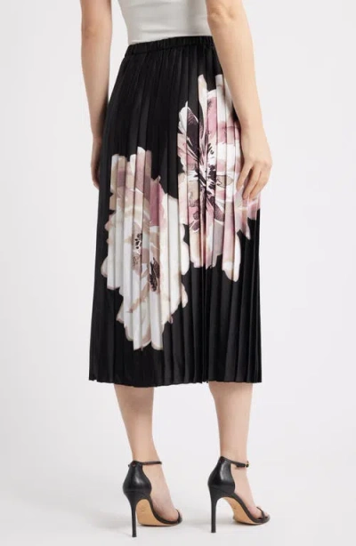 Anne Klein Print Pull-on Pleated Skirt In Black