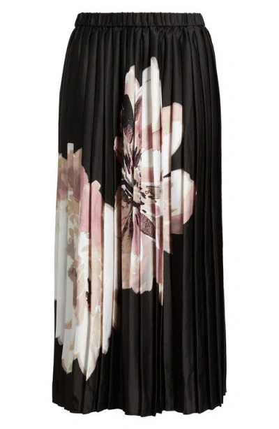 Anne Klein Print Pull-on Pleated Skirt In Black