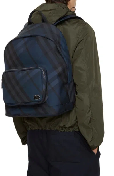 Burberry Grid Check-pattern Backpack In Blue