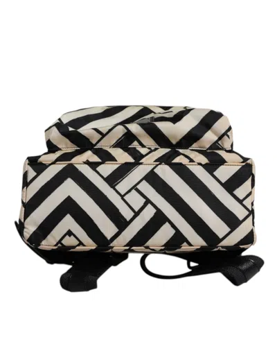 Pre-owned Dolce & Gabbana Black White Nylon Leather Travel Back Pack Men's Bag () In Multi