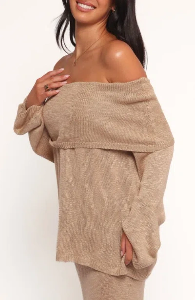 Petal And Pup Petal & Pup Indya Off The Shoulder Sweater In Brown