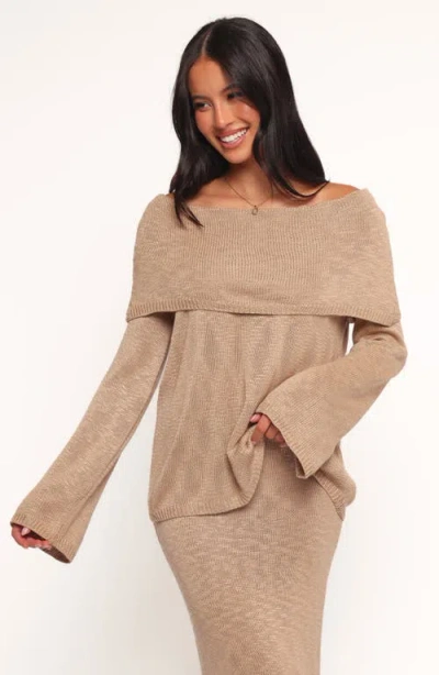 Petal And Pup Petal & Pup Indya Off The Shoulder Sweater In Brown