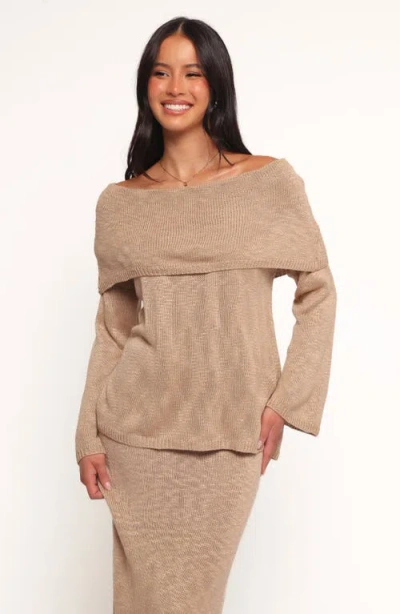 Petal And Pup Petal & Pup Indya Off The Shoulder Sweater In Brown