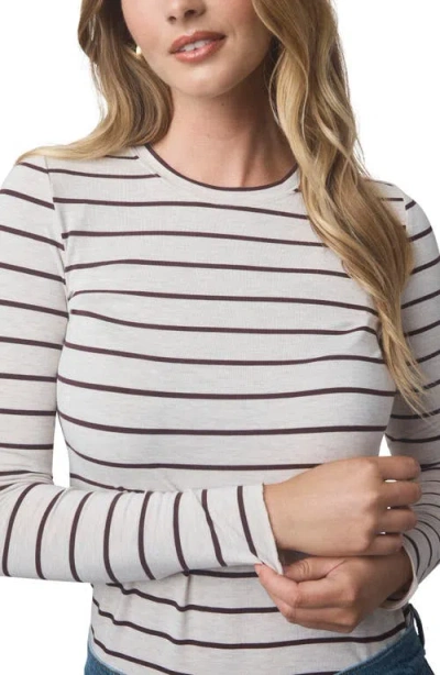 Splendid Stripe Long Sleeve Tee In White