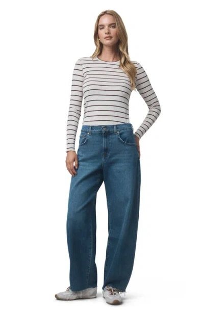 Splendid Stripe Long Sleeve Tee In White