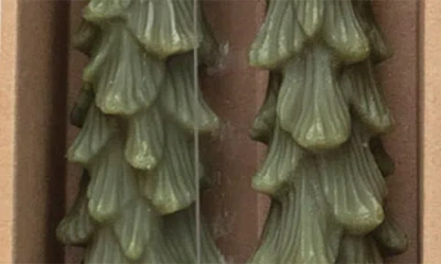 Creative Co-op Set Of 2 Tree Shaped Taper Candles In Green