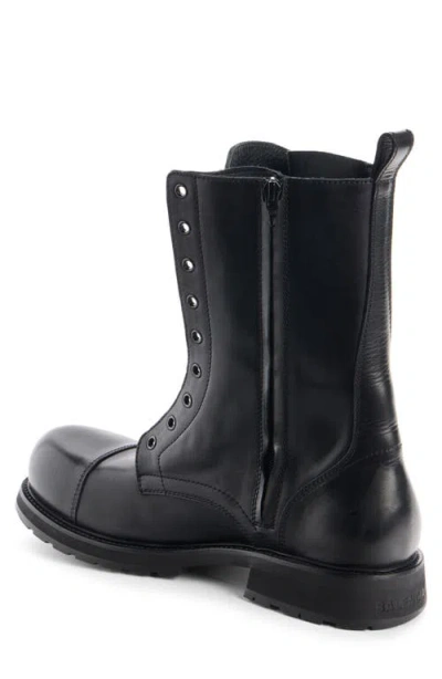 Balenciaga Rugged Leather Ankle Boots With Chunky Sole In Black