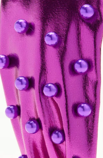 Cara Kids' Faux Pearl Knotted Headband In Purple