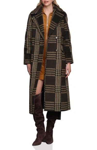 Avec Les Filles Plaid Belted Coat In Brown