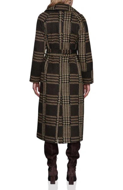 Avec Les Filles Plaid Belted Coat In Brown