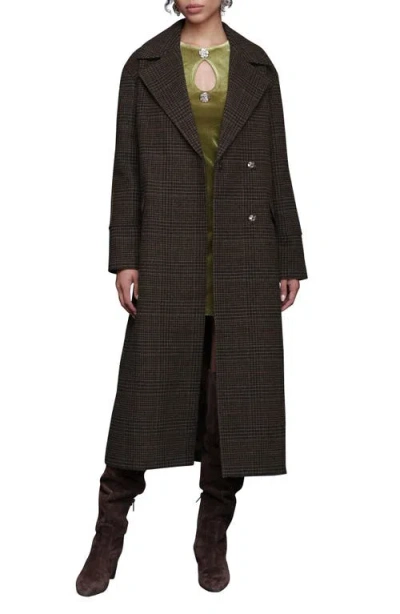 Avec Les Filles Plaid Belted Coat In Black