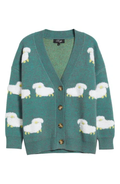 Roffe Accessories Sheep Jacquard Cardigan In Blue