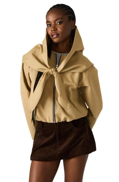 Steve Madden Heidi Cotton Blend Jacket With Removable Hood In Brown