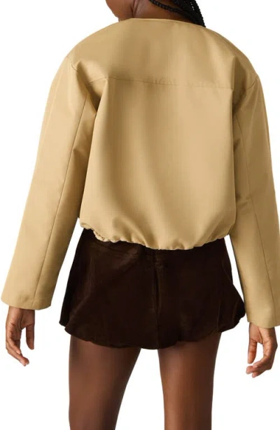 Steve Madden Heidi Cotton Blend Jacket With Removable Hood In Brown