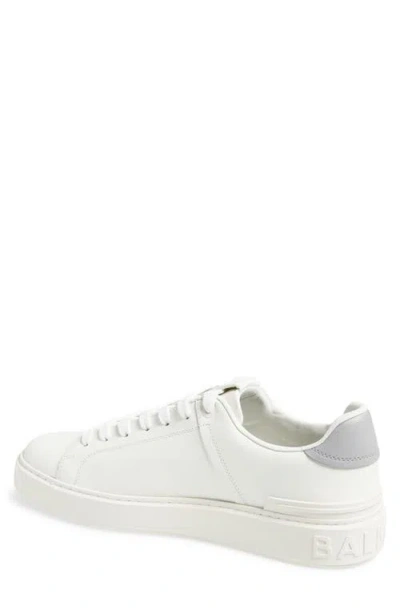 Balmain Low-top Court Sneakers In Smooth Leather In White