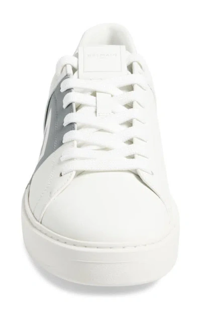 Balmain Low-top Court Sneakers In Smooth Leather In White