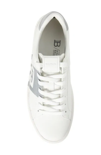 Balmain Low-top Court Sneakers In Smooth Leather In White