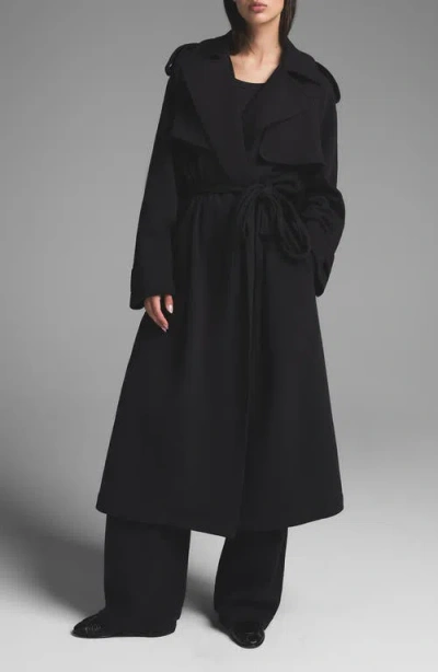 Skims Fleece Trench Coat In Black