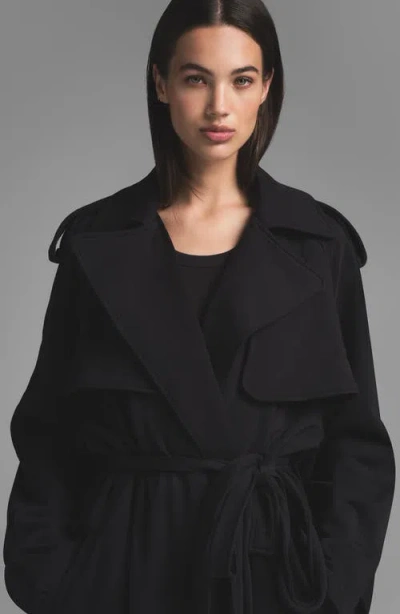 Skims Fleece Trench Coat In Black