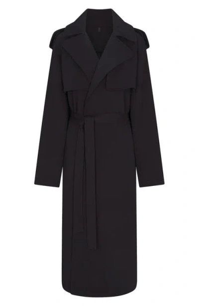 Skims Fleece Trench Coat In Black