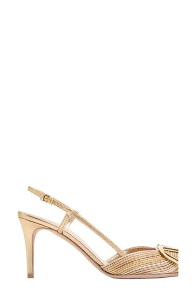 Valentino Gold Vlogo Signature Metallic Slingback Heels In Gold