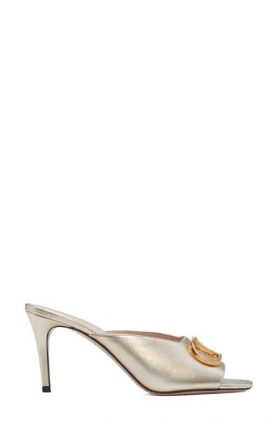 Valentino Garavani Vlogo Signature Metallic Sandal In Silver
