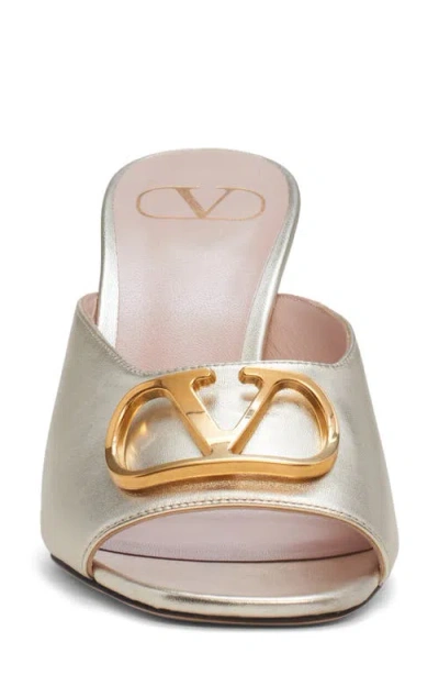 Valentino Garavani Vlogo Signature Metallic Sandal In Silver