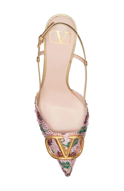 Valentino Garavani Vlogo Signature Cherryfic Crystal Metallic Slingback Pump In Multi