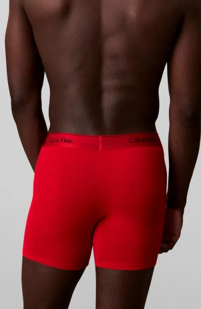 Calvin Klein Icon Stretch Cotton Boxer Briefs In Red