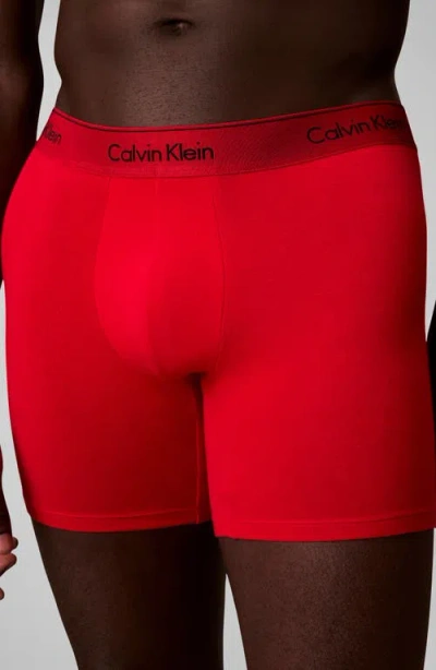 Calvin Klein Icon Stretch Cotton Boxer Briefs In Red