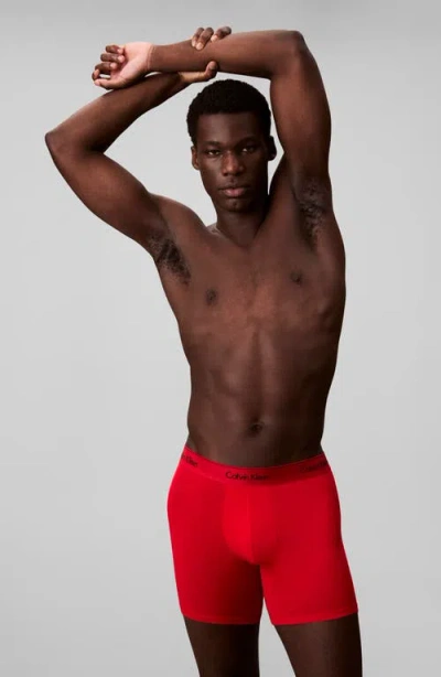 Calvin Klein Icon Stretch Cotton Boxer Briefs In Red