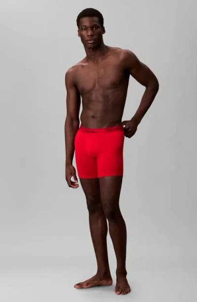 Calvin Klein Icon Stretch Cotton Boxer Briefs In Red