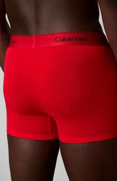 Calvin Klein Icon Holiday Stretch Cotton Boxer Briefs In Red
