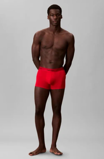 Calvin Klein Icon Holiday Stretch Cotton Boxer Briefs In Red