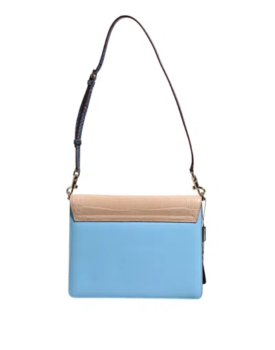 Dolce & Gabbana Blue Beige Exotic Leather Lucia Crossbody Bag In Multi