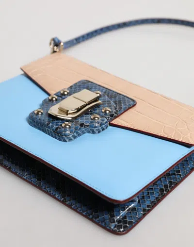 Dolce & Gabbana Blue Beige Exotic Leather Lucia Crossbody Bag In Multi