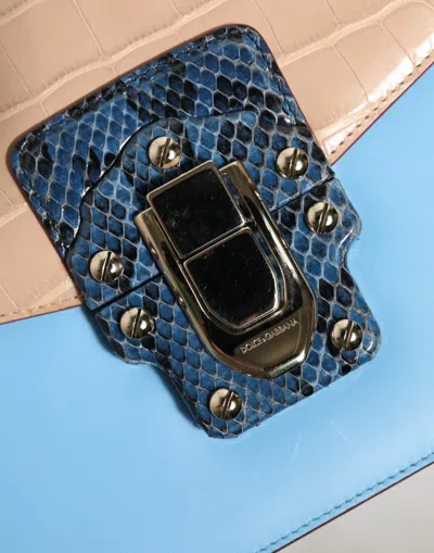 Dolce & Gabbana Blue Beige Exotic Leather Lucia Crossbody Bag In Multi