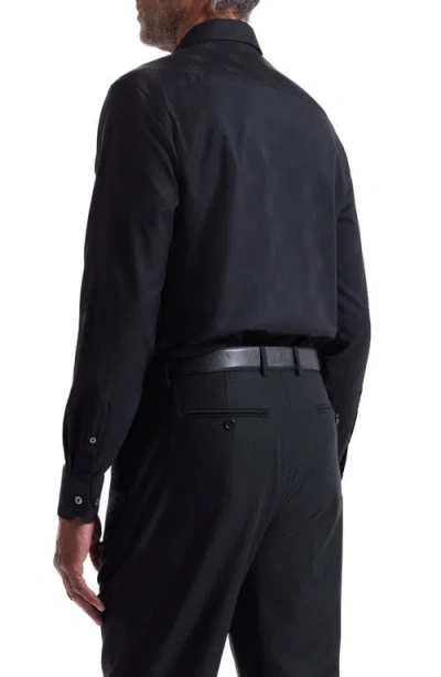 Bugatchi Axel Shaped Fit Jacquard Button-up Shirt In Black